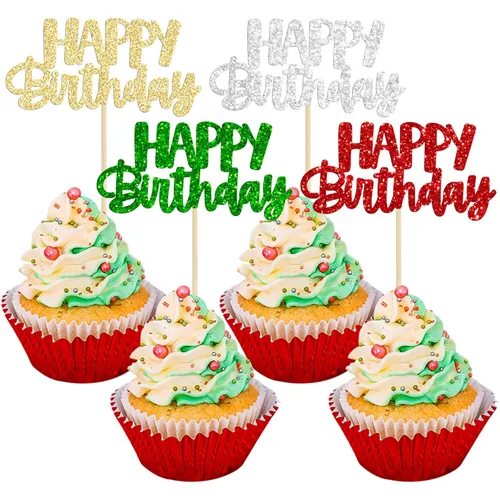 Miniatura 14 de Gyufise 24 piezas Adornos para pastel de cumpleaños con púas brillantes para magdalenas, para celebrar la decoración de pastel de fiesta temática