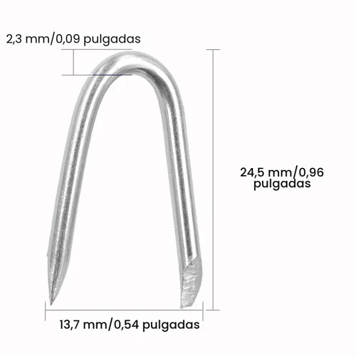 Miniatura 2 de OMOTOOL Grapas de alambre de acero (200 unidades), clavos de sujeción galvanizados en forma de U para malla de alambre y cercas tejidas