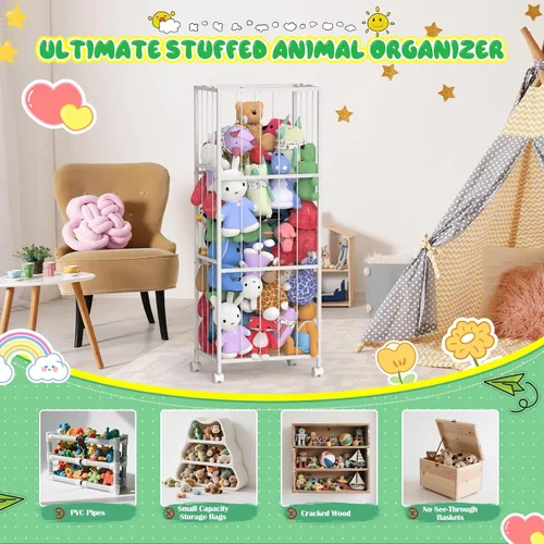Miniatura 3 de OUTWOLF Almacenamiento de animales de peluche, soporte grande de zoológico de peluche, organizador de almacenamiento de juguetes de peluche de metal