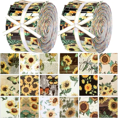 Miniatura 33 de Ganeen 100 piezas de rollo de tela para acolchado floral rosa y morado, cuadrados de tela de 2.56 pulgadas, tiras de tela de jalea precortadas