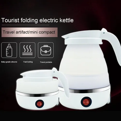 Miniatura 3 de Hervidor eléctrico plegable de viaje de 20.3 fl oz, hervidor eléctrico de silicona de grado alimenticio, hervidor eléctrico pequeño agua de Azul