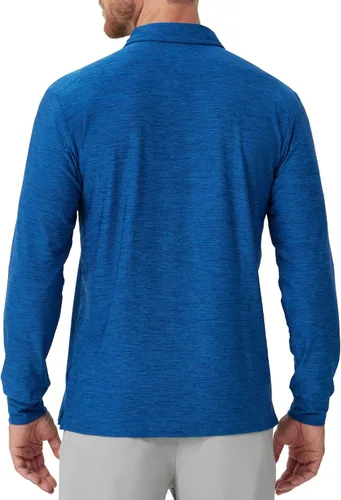 Miniatura 71 de NAVISKIN Camisas polo de manga larga para hombre, camisas de golf con cuello UPF 50 SPF para hombre, secado rápido, absorbe la humedad