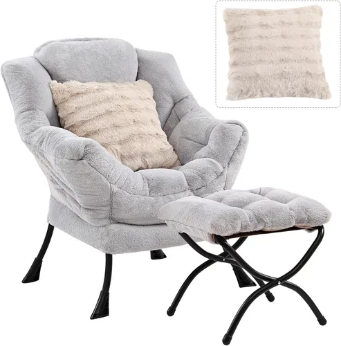 Miniatura 27 de Silla perezosa para sala de estar, silla decorativa grande negra con una almohada, juego de sofá de ocio, cómoda silla de lectura para dormitorio