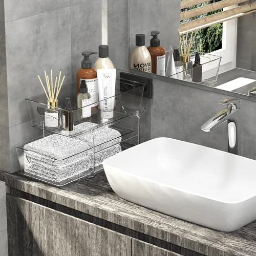 Miniatura 5 de Simple Houseware - Cajón organizador de cesta extraíble de 2 niveles, transparente
