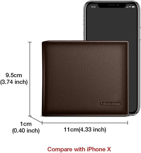 Miniatura 20 de LAORENTOU Billeteras de cuero genuino para hombre, billeteras plegables con cremallera, bolsillo para monedas, casual, cartera delgada