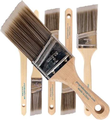 VERMEER Pinceles angulares de pintura, juego de 6 pinceles angulares, banda angular para paredes, molduras, gabinetes, trabajo de corte, látex