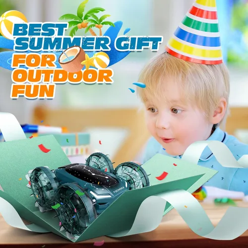 Miniatura 7 de Tecnock Coche Anfibio de Control Remoto, Coche RC de 4WD con Gestos y Carga Magnética, 60 Minutos de Tiempo de Juego, Luces LED, Juguetes de Piscina