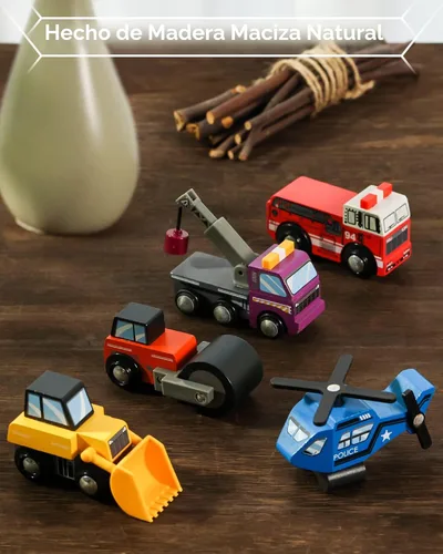 Miniatura 2 de SainSmart Jr. Juego de accesorios de tren de madera, autos de juguete (10 unidades), compatible con todas las principales marcas, regalo para niños