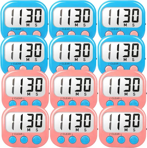 Miniatura 26 de Temporizadores de aula para profesores y niños, temporizador digital magnético grande, suministros para profesores, paquete de 12, azul y verde Azul
