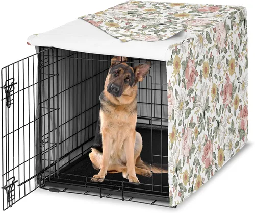 Miniatura 33 de Sweet Jojo Designs Cubierta para jaula de perro de 36 pulgadas (Boho Floral Rosa/Gris) para niñas, cubierta para perrera