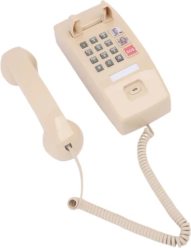 SUNGOOYUE Retro Wall Phone, Illustrated Speed Dial Function, Home Desk Landline Phone, 3 Level Volume Control, Easy to Use ABS Material