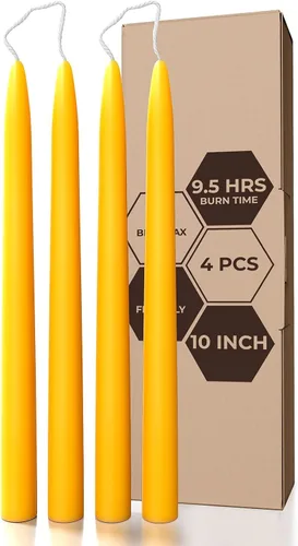 Miniatura 88 de CANDWAX Paquete de 4 velas cónicas blancas, sin goteo, de combustión lenta, sin perfume, de 12 pulgadas, ideales para mesa de comedor, candelabros