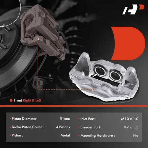 Miniatura 2 de A-Premium Conjunto de pinza de freno de disco compatible con modelos seleccionados de Toyota, Sequoia 2008-2015, Tundra 2007-2015, lado delantero