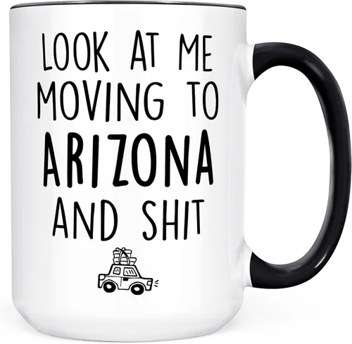 Miniatura 18 de Sweet & Salty Taza con texto en inglés «Look at Me Moving to Arizona», regalos para alguien que se muda fuera del estado, «Welcome Farewell Goodbye