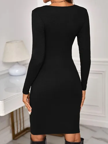 Miniatura 2 de Verdusa Vestido ajustado de maternidad con cuello redondo y manga larga para mujer