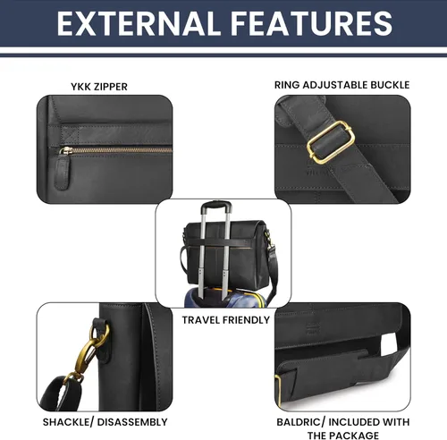 Miniatura 6 de LEATHER VILLAGE Bolso Mensajero de Cuero Vintage–Morral Hecho a Mano de 15.5" para Hombres y Mujeres– Bolso de Hombro para Oficina, Viajes y Uso