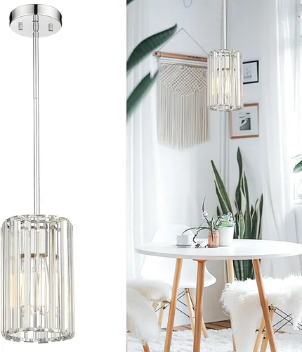Lámpara colgante de cristal cromado pulido, lámpara colgante moderna, mini lámpara para cocina, comedor, dormitorio, CKPL5510-1P-PC Cromo pulido