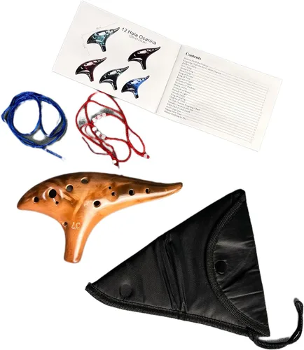 Miniatura 6 de RUOSWTE Ocarina, 12 hoyos Alto C, instrumento de juego profesional, instrumento de viento con tutorial de partituras y cordón, para niños y adultos