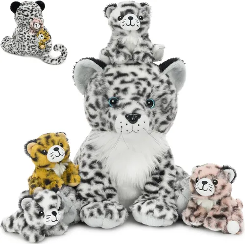 Miniatura 9 de MorisMos - Animales de peluche de lagarto, mamá camaleón gigante de 27 pulgadas con 4 lagartos bebés, juguetes para niños y niñas, mamá iguana