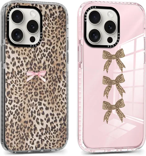 Miniatura 50 de Pack de 2 Fundas con Estampado de Guepardo para Apple iPhone 13 / iPhone 14 de 6.1 Pulgadas, Funda Transparente Linda Coquette con Patrones