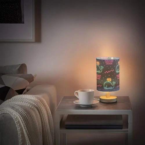 Miniatura 6 de Summer Neon Whale Wave Black Table Lamp Night Lampsnight Light for Dining Room Lamps for Small Spaces Retro lamparas para cuartos