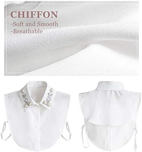 Miniatura 5 de Cuello falso con pechera, media camisa Joyci con diamantes y perlas falsos