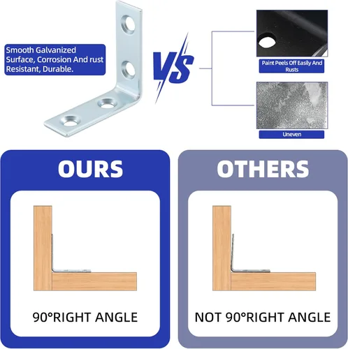 Miniatura 4 de Paquete de 40 soportes de esquina en L, soportes pequeños de metal en L para madera, soportes de acero de 1.5 pulgadas en ángulo recto para estantes