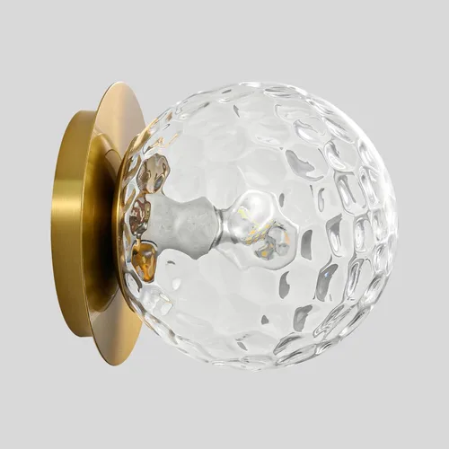 Miniatura 10 de Aplique de pared moderno de globo de vidrio: Luz de apliques esféricos dorados - Accesorio de luces de bola individual de latón pequeño para tocador