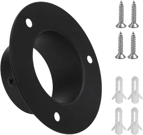 Miniatura 4 de Antrader Soporte de Barra de Armario de Acero Inoxidable de Alta Resistencia, 4 Piezas Soporte de Brida de Barra de Armario Soporte de Brida de Negro