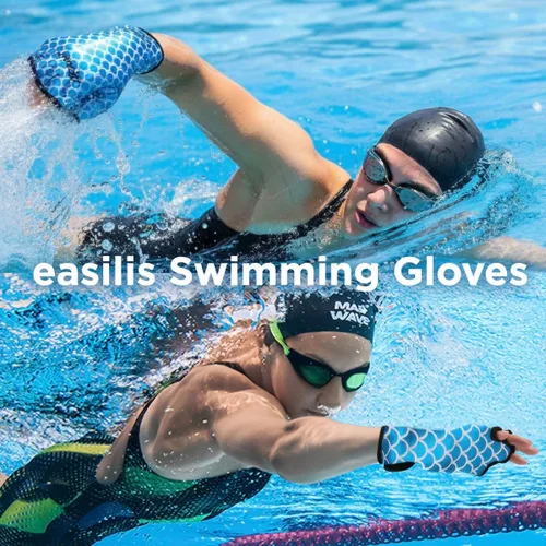 Miniatura 4 de Guantes acuáticos de natación para mujeres y hombres, guantes de agua con resistencia de malla para natación y aeróbic acuático, diseño de escamas