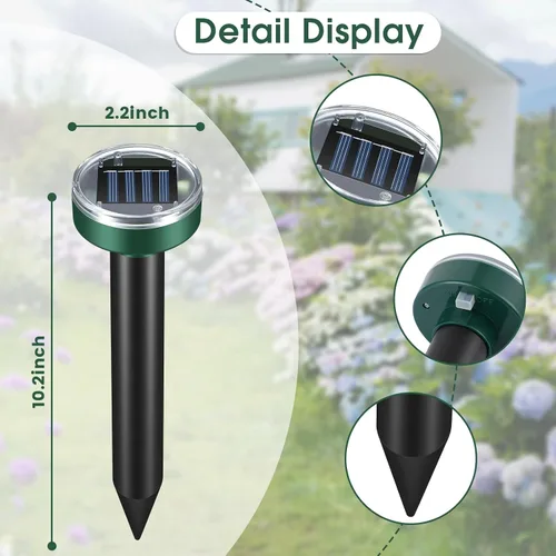 Miniatura 5 de Repelente de topos para césped – Repelente ultrasónico de tope alimentado por energía solar para jardín, patio, pico sónico impermeable