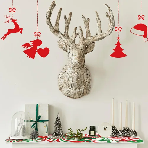 Miniatura 7 de Tatuo Camino de mesa de bastón de caramelo de Navidad, 13 x 37 pulgadas, camino de mesa de Navidad rojo, blanco y verde, centro de mesa de comedor
