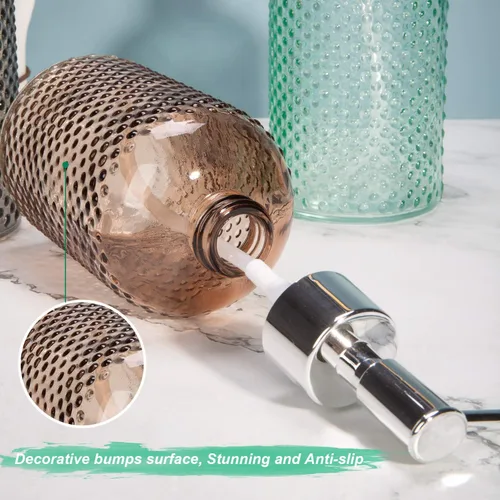 Miniatura 5 de Paquete de 3 botellas dispensadoras de jabón de loción de vidrio surtido de 15 onzas con bomba para baño, cocina
