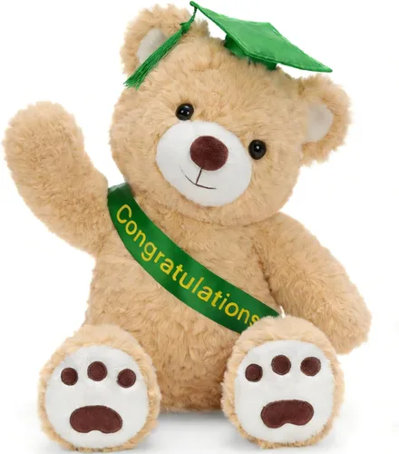 Miniatura 11 de Tezituor Oso de peluche de béisbol de 18 pulgadas, oso de peluche amarillo con sombrero para niños y niñas, bonito oso deportivo, regalo para fiesta