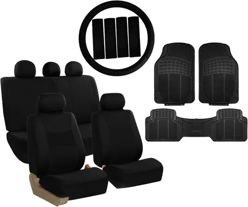 Miniatura 18 de Fundas para asientos FH GROUP FH-FB030115 de tela liviana y aireada, con división para airbag, set combinado menta/negro: funda de volante, Beige