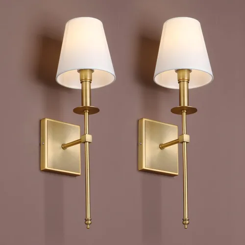 Yosoan Juego de 2 apliques de pared retro para interiores, estilo bohemio, latón industrial, antiguo, cableado antiguo, bronce champán, pantalla de