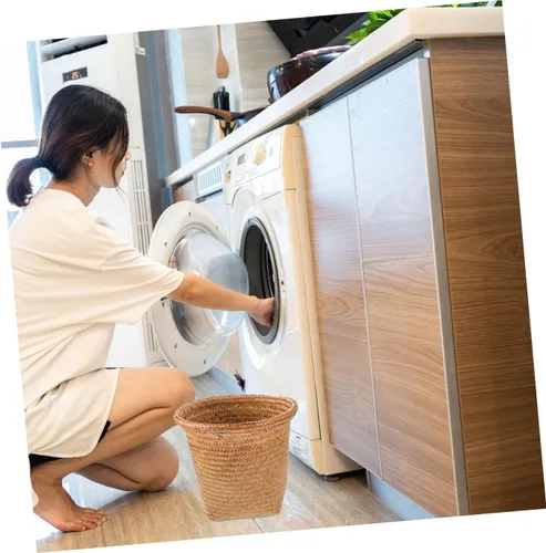 Miniatura 8 de Diseño de papelera tejida con paja para el hogar, uso versátil, sala de estar, dormitorio, cocina, 1 ud