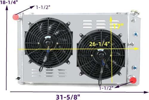 Miniatura 3 de ColQuee CC162 - Radiador de 3 filas+cubierta 2 ventiladores de 12 pulgadas compatibles con G-Body Monte Carlo El Camino Regal Cutlass 1978-1988 79