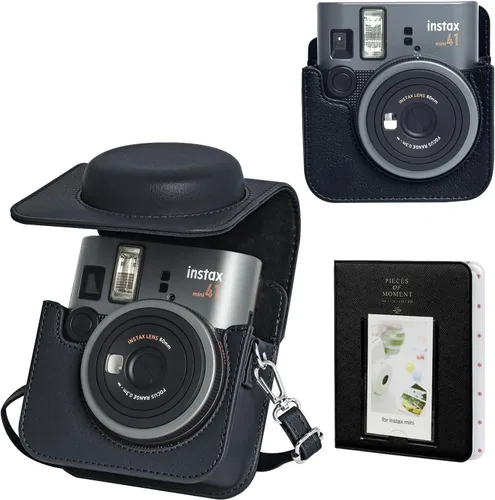 Mini 41 Funda protectora para cámara instantánea Fujifilm Instax Mini 41, funda de cuero PU retro para cámara Mini 41 con álbum de fotos mini de 64