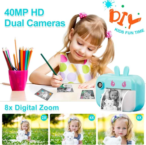 Miniatura 4 de Cámara para niños MINIBEAR con impresión instantánea para niños, cámara digital para niños pequeños, juguetes para niños, regalos de Navidad