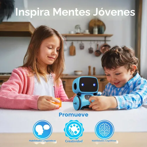 Miniatura 2 de Contixo R1 Juguete robot para niños, robots inteligentes interactivos azules con control de voz, que hablan, bailan, aprenden, sensor táctil