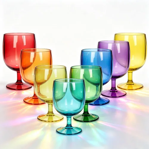 Miniatura 10 de Lily's Home Juego de 8 copas de vino de plástico irrompibles, vasos apilables irrompibles de 12 onzas, copas reutilizables sin BPA