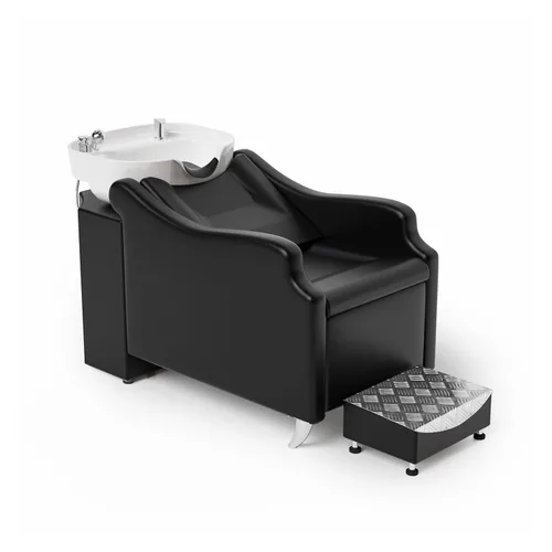 Miniatura 10 de OmySalon Unidad de lavado a contracorriente de champú con cuenco grande de porcelana, fregadero de salón, silla de lavado de cabello, estación