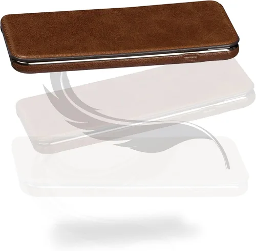 Miniatura 6 de Sena Cartera Ultra Delgada Libro De Billetera De Cuero Más Delgada Funda De Libro Para iPhone 6, 7, 8 - Cognac