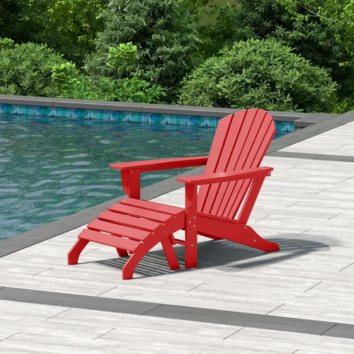 Miniatura 19 de WestinTrends Dylan - Silla Adirondack para exteriores con otomana, juego de 2 piezas, color negro