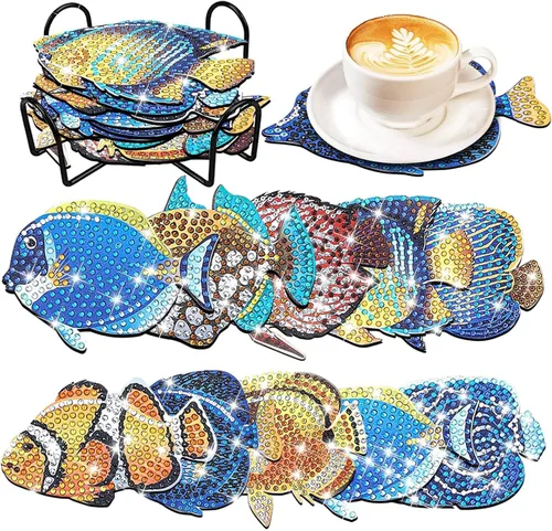 Miniatura 9 de Kit de 10 posavasos de pintura de diamantes de mariposa con soporte para principiantes, adultos y niños, suministros de arte de primavera para regalo