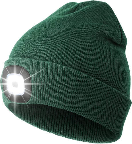 Miniatura 18 de CENSGO Gorro unisex con luz LED recargable por USB, regalos para papá, padre, hombres, marido, cálido gorro de punto