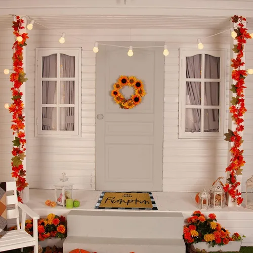 Miniatura 7 de Fabbay 2 tapetes de bienvenida de otoño de Acción de Gracias de 17 x 30 pulgadas, tapete de calabaza Hey There de 24 x 35 pulgadas, tapete de piso