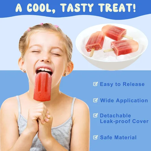 Miniatura 7 de 10 Cavity Silicone Popsicle Molds with 50 Sticks, BPA Free (10 Cavties-Blue)