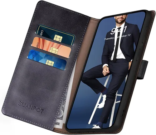 Miniatura 5 de SUANPOT Diseño para iPhone 15 Pro Max 6.7 pulgadas Funda tipo cartera con tarjetero de crédito RFID, funda de piel sintética para mujeres y hombres